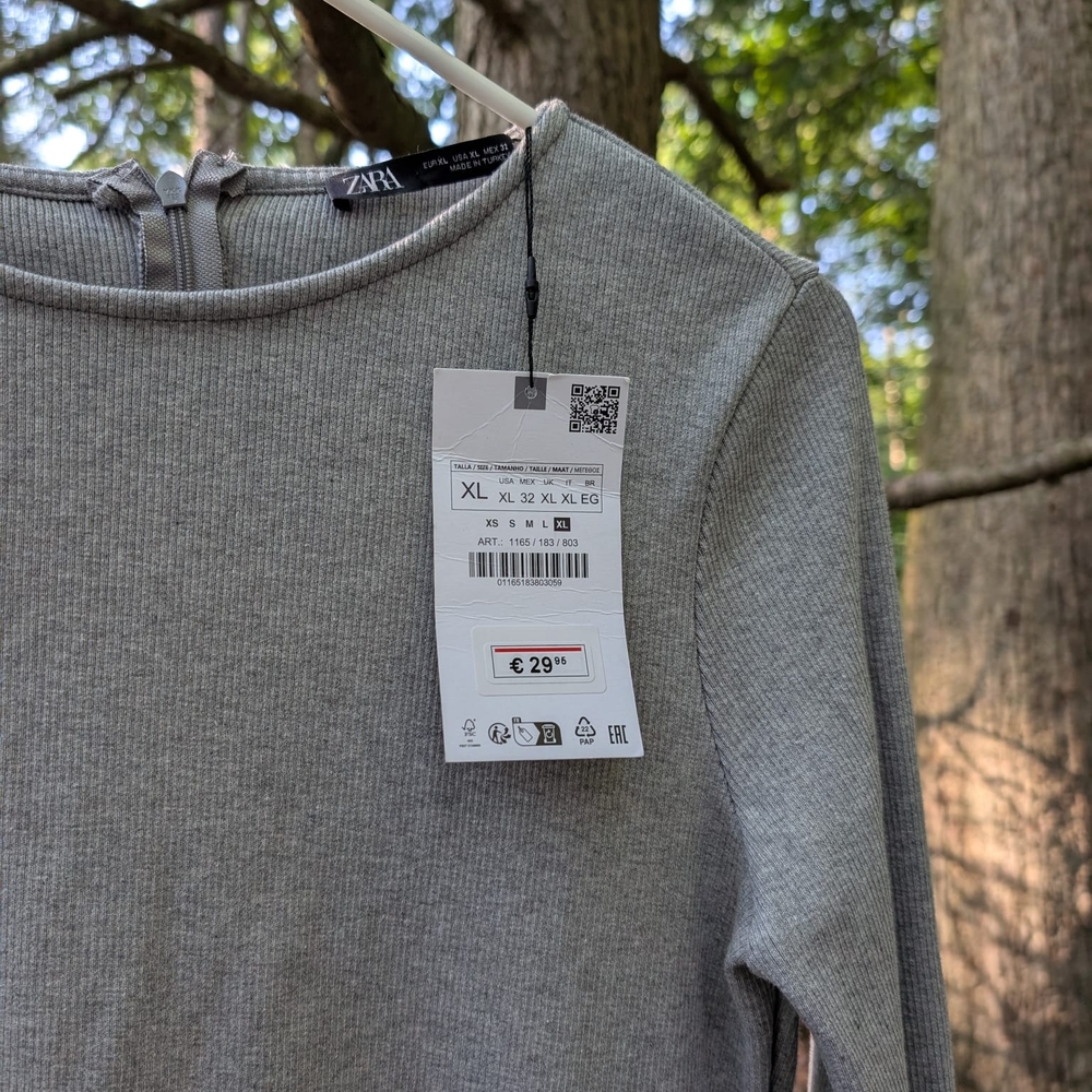 Zara Light Gray Women's Long Sleeve Dress